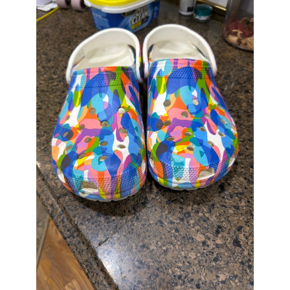 Crocs Classic Clogs Multi-Color Abstract Paint‎ Splatter Print Mens 9 Womens 11